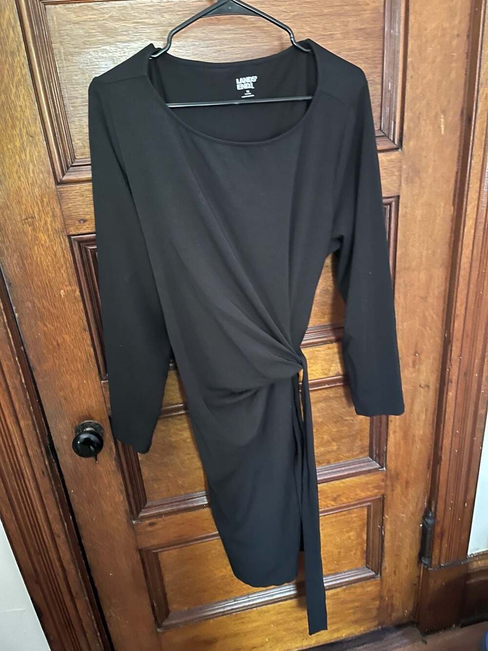 Lands End Black Cotton Knit Dress Women's Size 1X